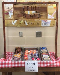The "Share Table" at Woodstock Elementary was custom built by a teacher's husband to make it more fun for the kids to use. (Photo credit Woodstock Elementary CNP on Facebook.)