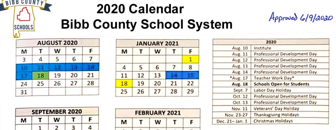 Bibb County Board of Education approves New Amended Calendar for upcoming school year.